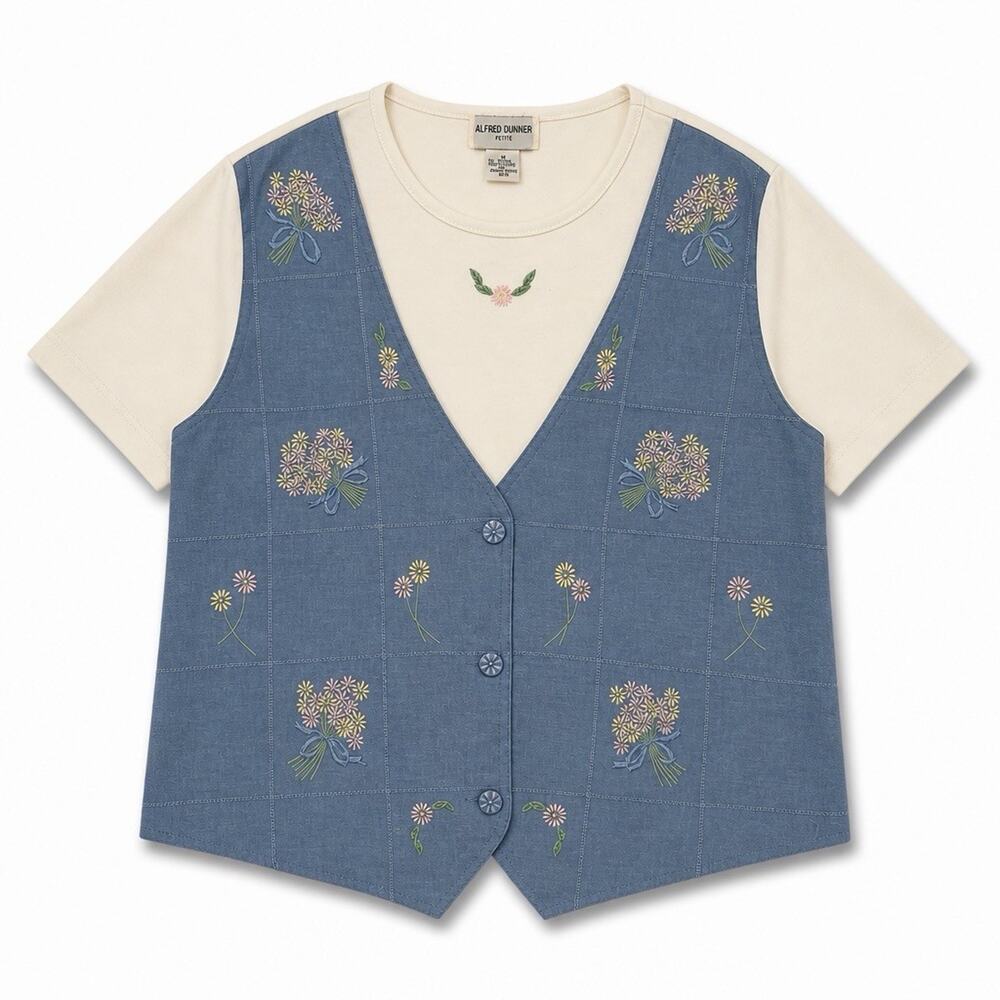 Vintage Cottage Granola Grandmacore Womens Vest Top Petite M Multicolor
